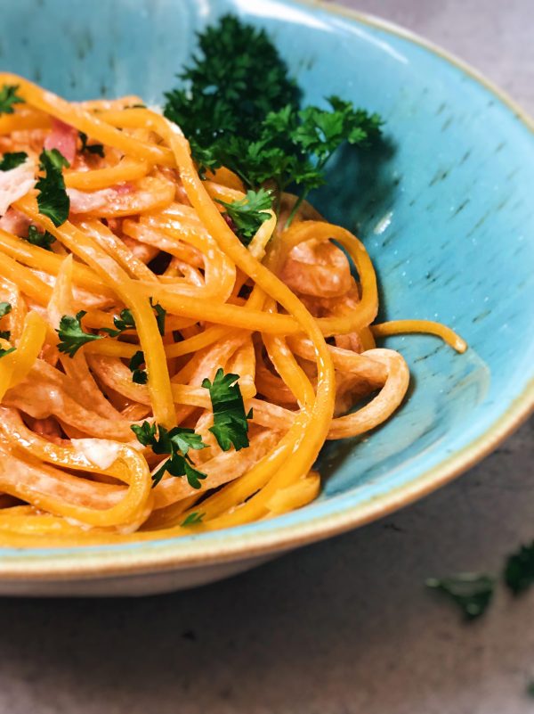 Espaguetis de calabaza a la carbonara manchega – delicious spanish food
