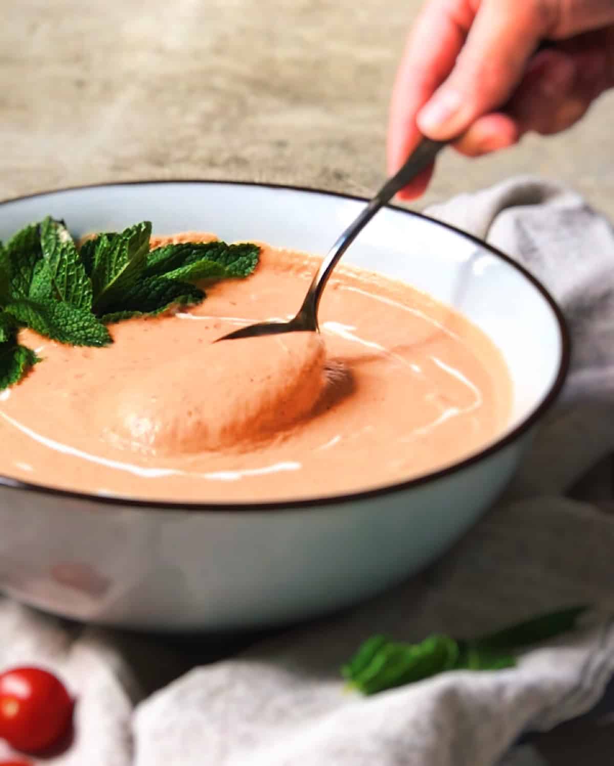 sopa griega de tomate y yogur sana