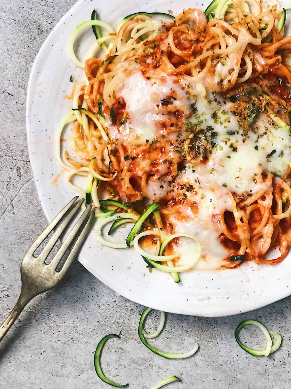 Espaguetis con calabacin al horno